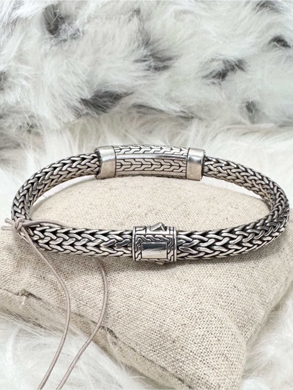 NEW $1195 John Hardy 7.5mm Chain Collection .925 Hammered Station Bracelet Sz L - Picture 6 of 11